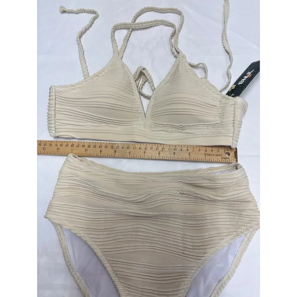BMJL women’s High waisted bathing suit Bikini set V neck tie back sz small New - Picture 3 of 7
